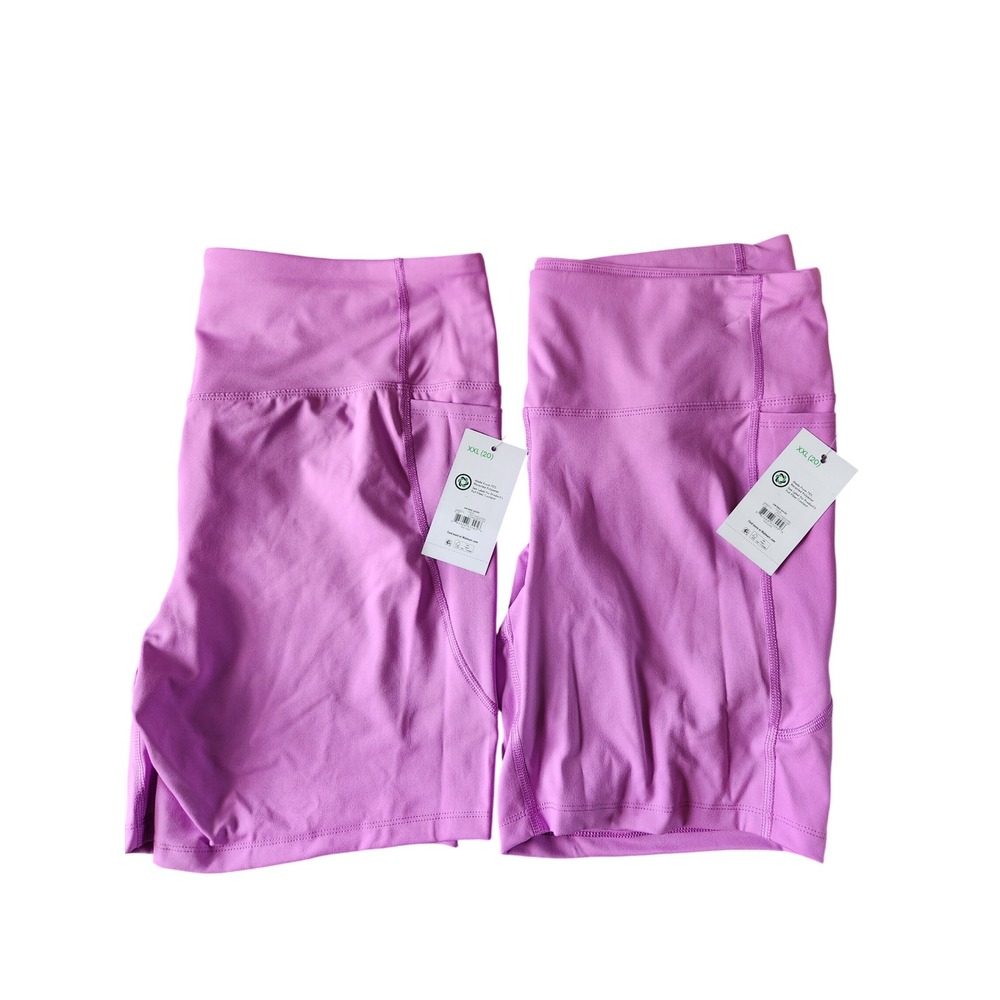 Avia Womens High Waisted Bike Shorts with Pockets Fleur Purple XXL 20 2 Pack